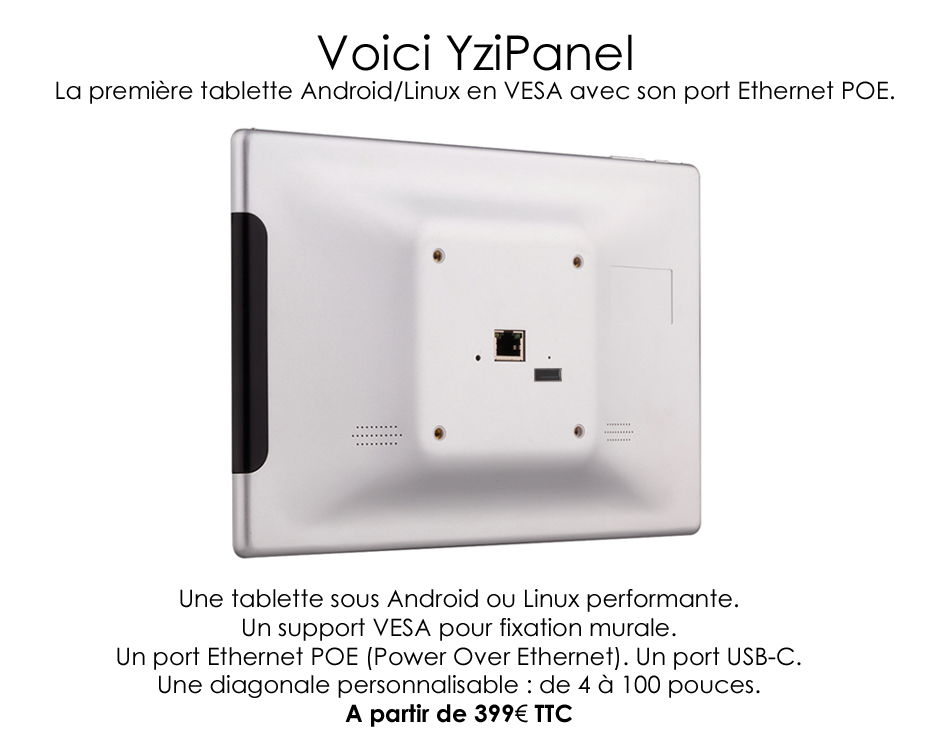 Voici YziPanel, l'unique tablette Android compatible VESA avec port  Ethernet POE au monde !